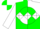 Silk - Green, white diamond hoop, green 'rs' on white ball, green and white quartered sleeves