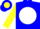 Silk - Blue, yellow, lighting on white ball on back, half yellow sleeves