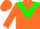 Silk - Orange, green inverted chevron, green band on sleeves, orange cap