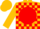 Silk - Gold, gold 'hh' in red ball, red blocks on gold sleeves, gold cap