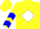 Silk - Yellow, white diamond belt, blue chevrons on sleeves, yellow cap