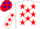 Silk - White, Blue and Red stars, White sleeves, Blue and Red stars, White cap, Blue and Red stars
