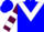 Silk - Blue, white 'n' inside white horseshoe above maroon and white triangular panel, maroon and white hoops on sleeves