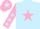 Silk - Light blue, pink star, pink sleeves, light blue stars, pink cap, light blue star