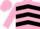 Silk - Pink, black rose emblem, black chevrons on pink sleeves