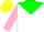Silk - White, green yoke, orange crowns, pink sleeves, yellow cap