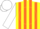 Silk - Yellow, orange stripes, white 'wpr' on yellow ball, white sleeves, white cap