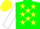 Silk - Green, yellow stars, yellow stars on white sleeves, yellow cap