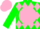 Silk - Hunter green, hunter green logo on pink ball, pink diamonds on hunter green sleeves, pink cap