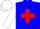 Silk - Blue, white 'bjb' on red cross, red bars on white sleeves, white cap