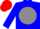 Silk - Blue, red 'rnm' on grey ball, red cap