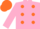 Silk - Pink, orange dots, orange dots on pink sleeves, orange cap