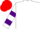 Silk - White, purple hooped sleeves, red cap