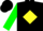 Silk - Black, yellow diamond belt, yellow and green sleeves, black cap