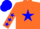 Silk - Orange, blue star, blue stars on sleeves, blue cap