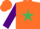 Silk - Orange, emerald green star, purple sleeves, orange cap