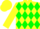 Silk - Yellow, green and yellow shield, green diamonds on yellow sleeves, yellow cap