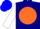 Silk - Navy blue, orange ball, orange hoops on white sleeves, blue cap