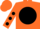 Silk - orange, black ball, black spots on sleeves, orange cap