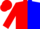 Silk - Red and blue halves, turquoise 'v', red cap