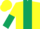 Silk - Yellow body, dark green strip, yellow arms, dark green halved, yellow cap, dark green striped