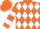 Silk - Orange, white diamonds, white bars on sleeves, orange cap