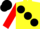 Silk - Yellow, large black spots, red sleeves, black cap