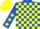 Silk - Royal Blue & Yellow Check, royal blue sleeves, yellow stars, yellow cap