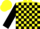 Silk - Yellow, black blocks and bowtie, black cuffs on sleeves