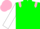 Silk - Green body, pink epaulettes, white arms, pink cap