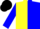 Silk - Yellow body, soft blue halved horizontally, soft blue arms, black cap