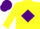 Silk - Yellow, purple 'bb' in purple diamond frame, yellow sleeves, purple cap