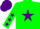 Silk - Mint green, purple star, purple stars on sleeves, purple cap