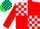 Silk - White, 'dt' inside green, blue, yellow and red quartered blocks on front and back, green, blue, yellow and red blocks on sleeves