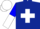 Silk - Dark Blue, White Maltese Cross, White Sleeves, Blue And White halved Cap