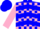 Silk - Blue and pink blocks, blue chevrons on pink sleeves, blue cap