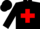 Silk - Black, turquoise and gold 'c' on red cross, black cap