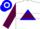 Silk - White, maroon and blue emblem (split triangle), maroon hoop on sleeves
