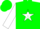 Silk - Green, green 'p' on white star, green stars and '$' on white sleeves, green cap