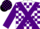 Silk - White, purple cross sashes, black &  purple blocks on slvs