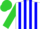Silk - White, blue logo, blue stripes on lime green sleeves, lime green cap