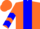 Silk - Orange, blue trianglar panel, blue inverted chevrons on sleeves, orange cap