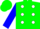 Silk - Green, white dots, white dots on blue sleeves, green cap