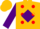 Silk - Gold, red 'r' on purple diamond, red dots on purple sleeves, gold cap