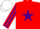 Silk - red, purple star, striped sleeves, white cap