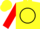 Silk - Yellow, red 'p' in black circle, green, black and red bands on sleeves