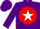Silk - Purple, red ball on white star, white 'vop', purple cap