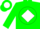 Silk - Green, white diamond, green 'jmr' on white ball