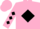 Silk - Pink, black 'b/b' in black diamond frame, black diamonds on sleeves
