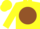 Silk - Yellow, yellow 'j' on brown ball and belt, brown band on sleeves, yellow cap